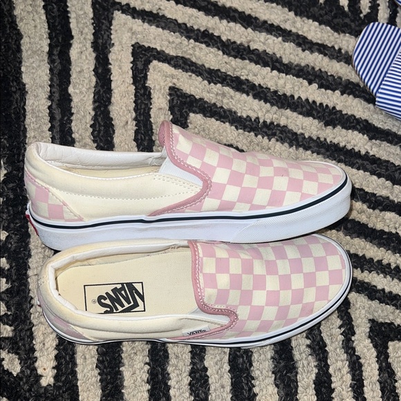 Vans Pink and White Checkered Slip-Ons - Picture 4 of 6